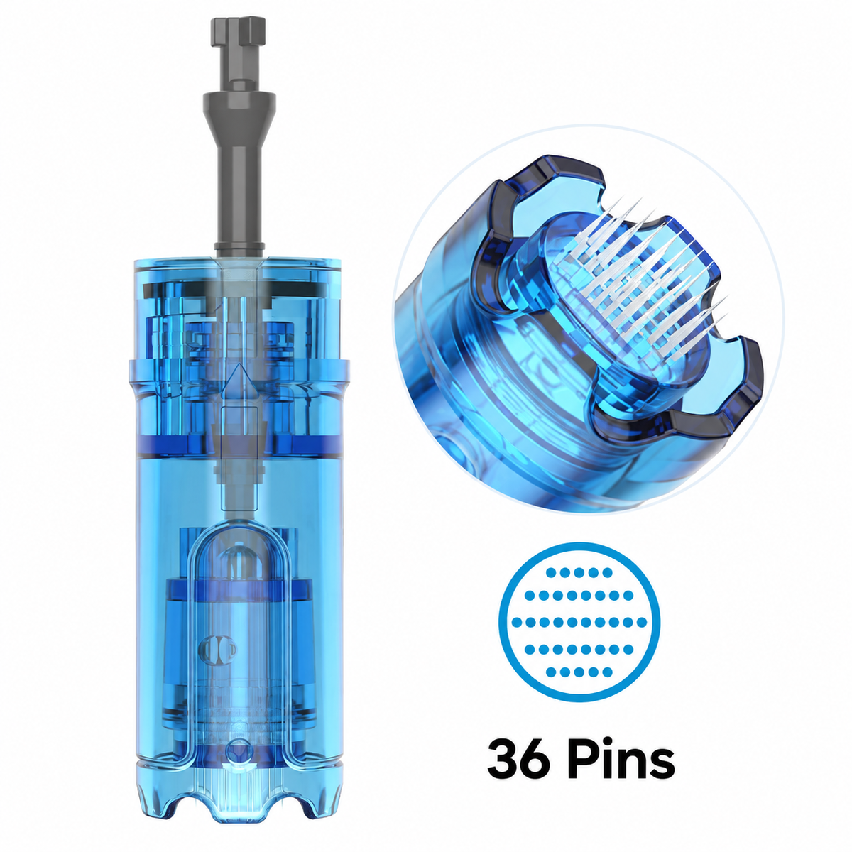 Сменный картридж на 36 игл для Dr. Pen M9 и M8 Max с крупным планом игольчатой насадки