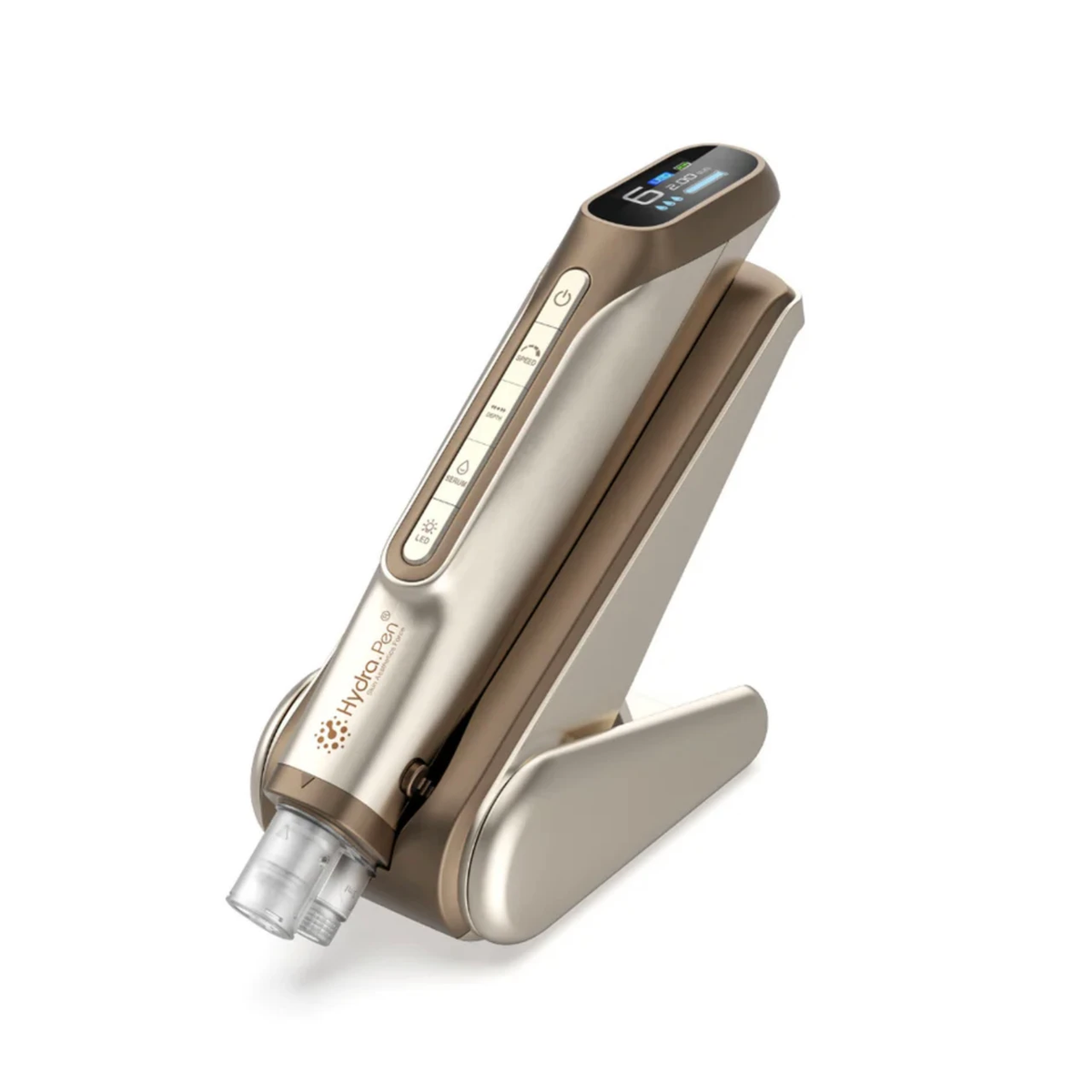 Hydra Pen H6 цвета золотистый шампань с установленным картриджем и подставкой